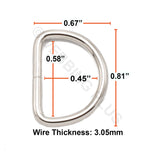 1/2 Inch Welded D Rings Nickel