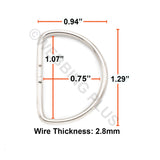 1" Light Welded D Rings Nickel