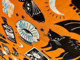 Black cat cotton fabric
