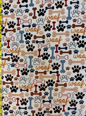 Bones and Paws Cream by Timeless Treasures Fabric dog-cd2372 100% Cotton 