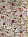 Geranium Dragonfly Cream by Timeless Treasures cotton fabric 