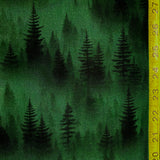 Winter evergreen tress green fabric 