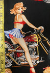 Pin up girl motorcycle cotton fabric 