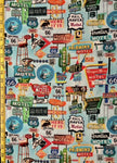 Route 66 blue cotton fabric 