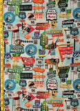 Route 66 blue cotton fabric 