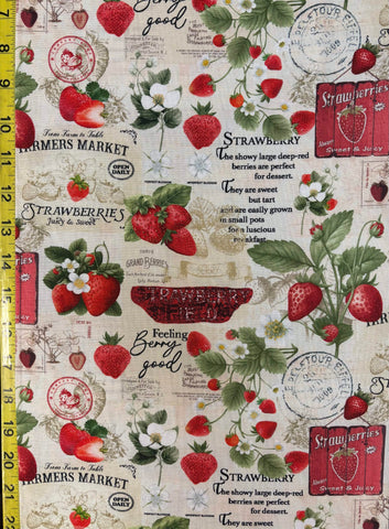 Strawberry Farm Timeless Treasures Cotton Fabric Fruit CD3400