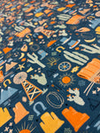 Blue desert cotton fabric 