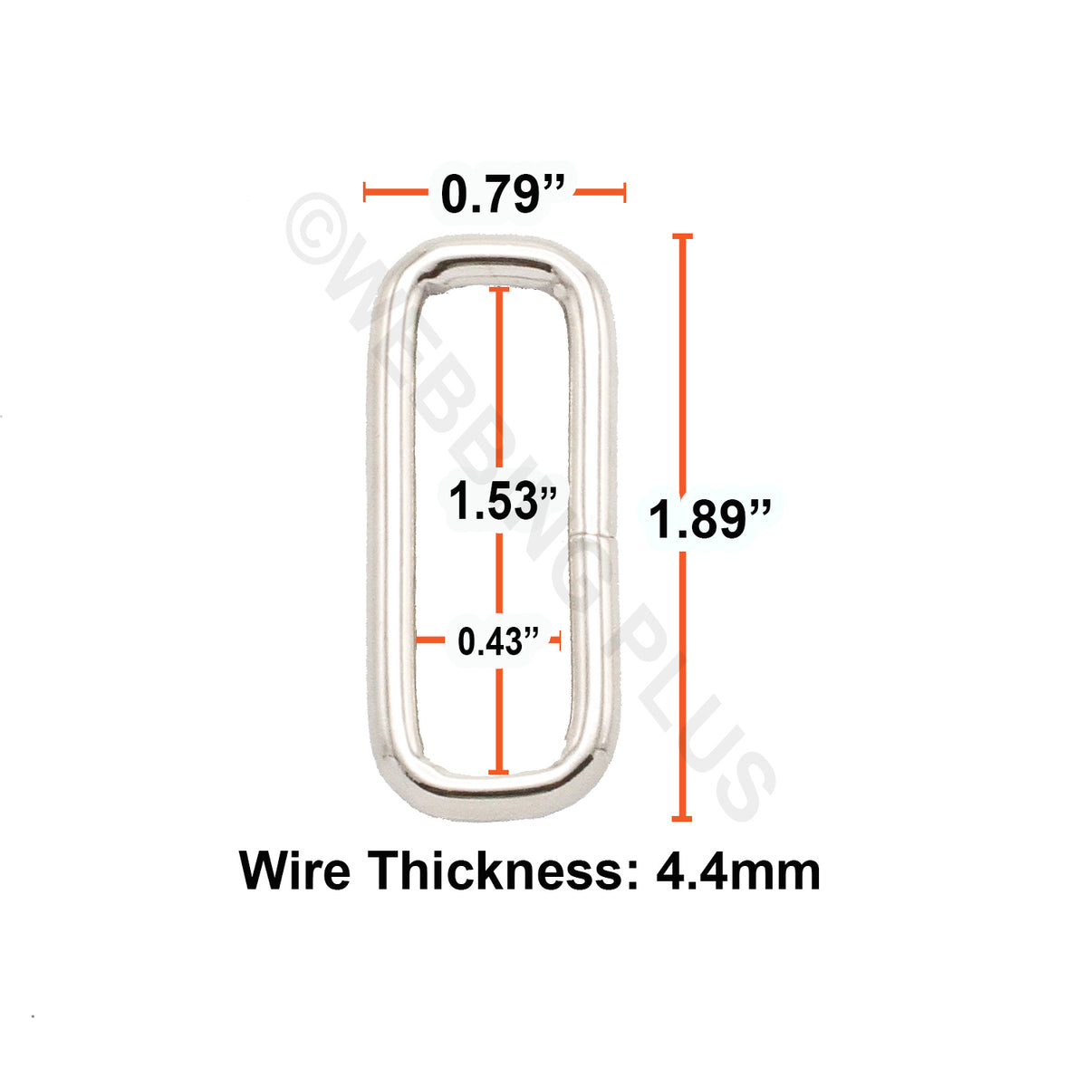 Welded Rectangle Rings 1.5 Inch Welded Heavy Rectangle Ring - 4.4mm Wire – Webbing Plus