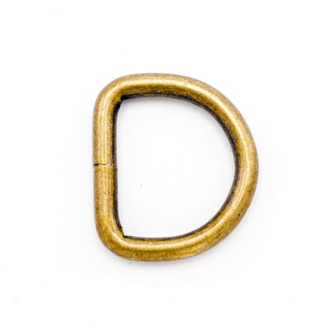 5/8 Inch Welded D Rings Antique Brass
