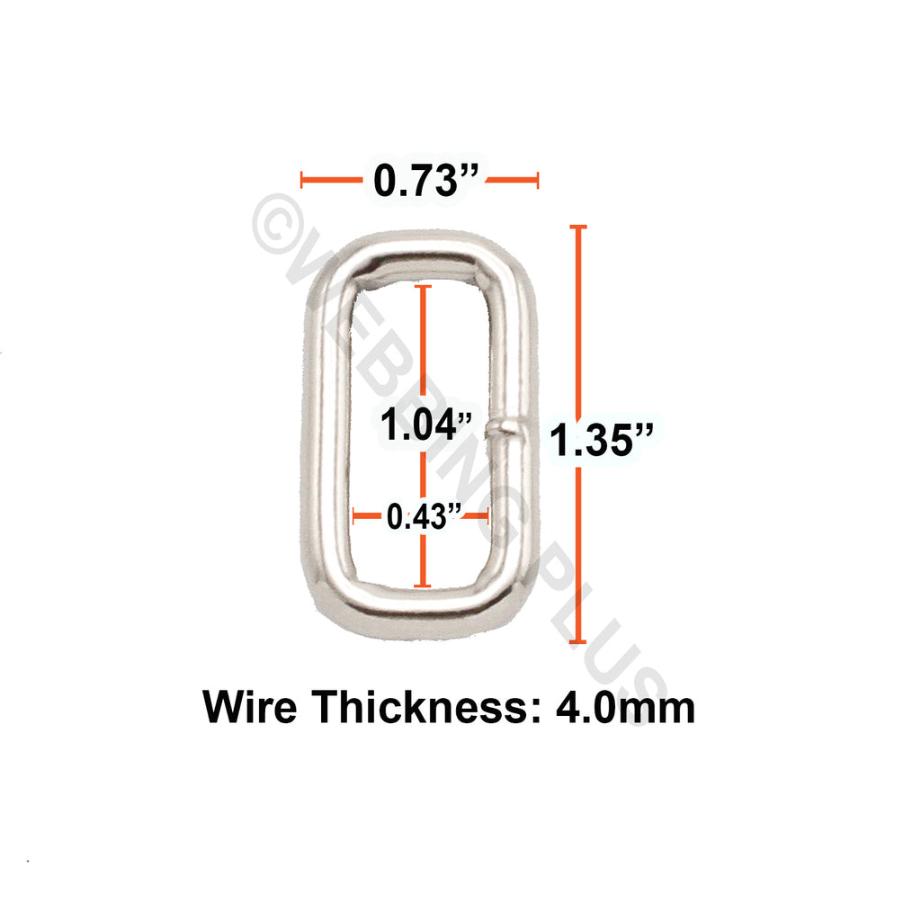 Welded Rectangle Rings 1 Inch Heavy Welded Rectangle Ring - 4mm Wire – Webbing Plus