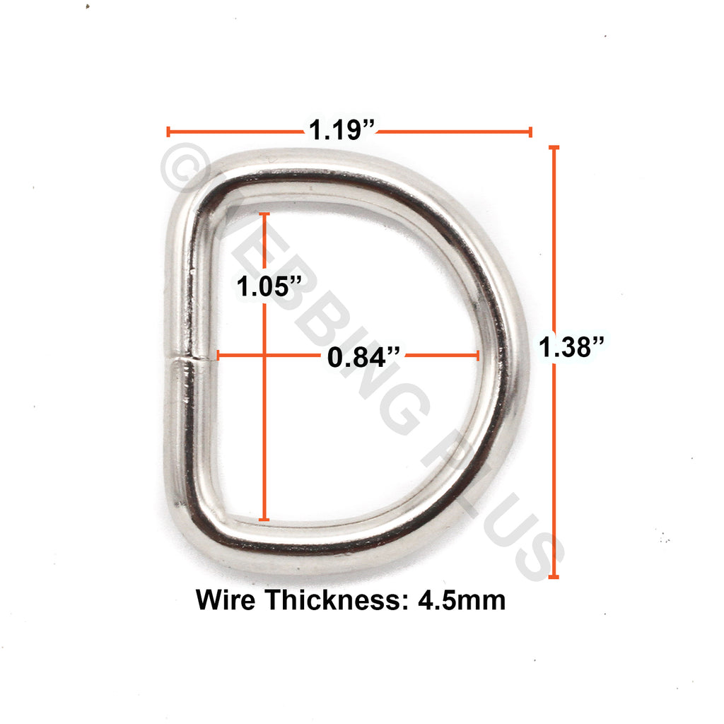 1 inch Heavy D-Rings for 1 webbing, D-Rings 1 Nickel (4 pack)