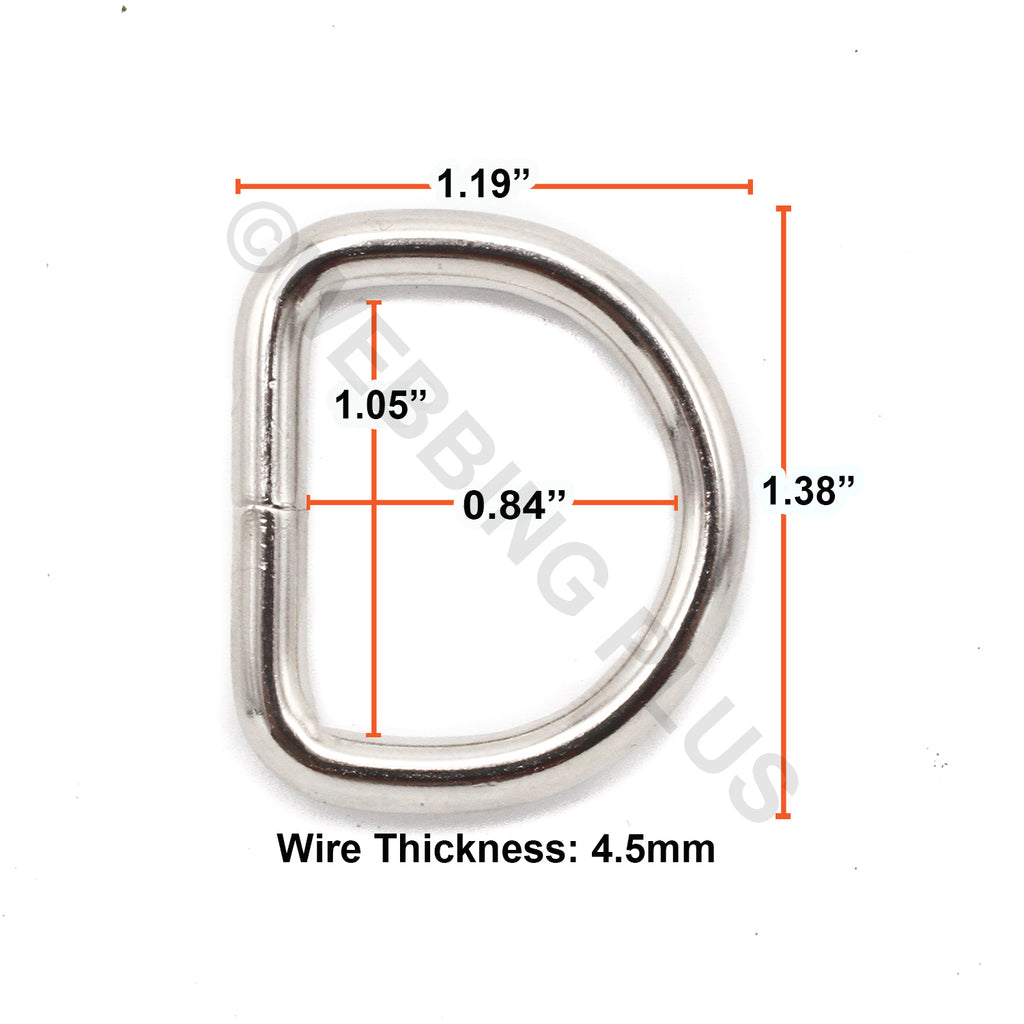 Level 1 D Rings 1 Inch Heavy Welded D Rings Nickel – Webbing Plus