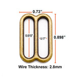 5/8 Inch Antique Brass Triglide Slides 2.8mm wire thickness