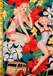 tropical flowers pin up girls cotton fabric 