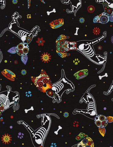 Day of The Dead Pups Timeless Treasures Fabric