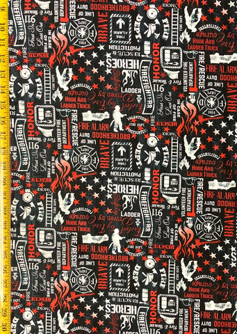 Firefighter Words - Timeless Treasures Fabric