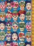 Gotas de Amor Blue - Frida Kahlo  - Alexander Henry Fabric