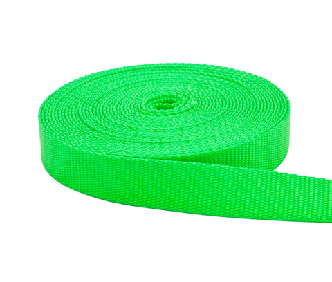 1 Inch Hot Green Nylon Webbing - Medium Weight Nylon