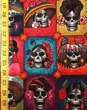 Colorful skull fabric by the yard 