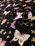 metallic gold butterflies on cotton fabric 