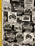 Packed Motorcycle Signs Grey - Timeless Treasures