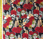 Day of the dead cotton fabric