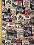 Packed Motorcycle Signs Multi Colored Timeless Treasures