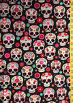 Flowers and sugar skulls fabric by the yard 