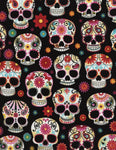 dead of the day sugar skulls cotton fabric 