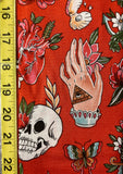 Tell-Tale Tattoo Red - Alexander Henry Fabric