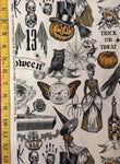 Raven owl steampunk witches fabric 