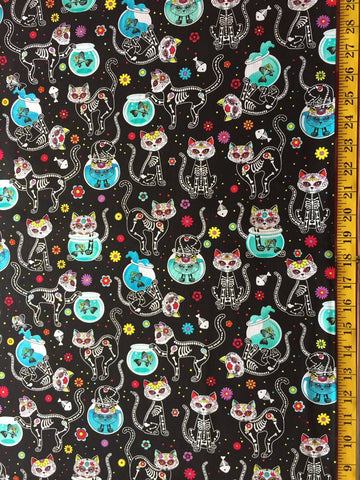 Day of the Dead Kitty Timeless Treasures Fabric